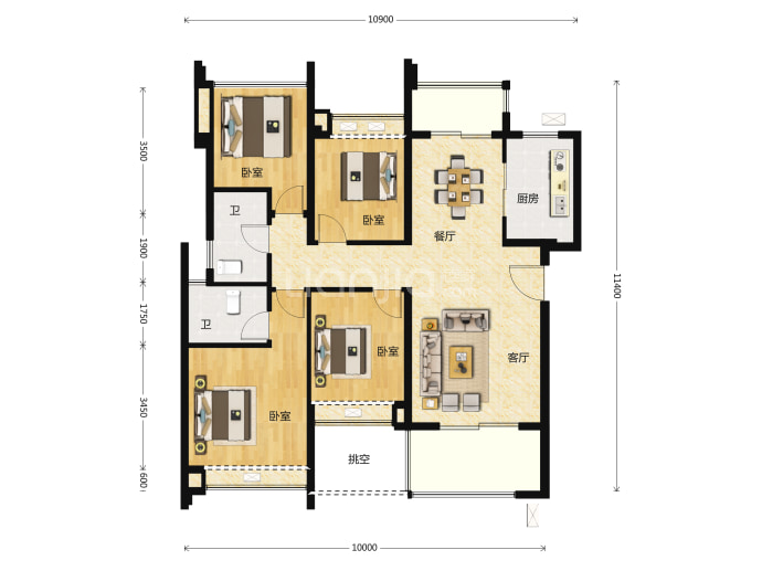 方直彩虹公馆--建面 119m²