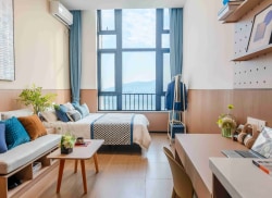 独栋·冠寓 珠海北站店 年末优惠200！三个月起租，近宝龙城 学生打折 免费健身房书吧  楼下即公园  大落地窗视野无遮挡 开间_天地源上唐府租房