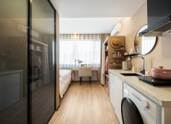 独栋·源悦里青年服务公寓 东莞国贸店 第一国际丨甜美缤纷风一居 免费健身 开间_美居中心装修材料城租房