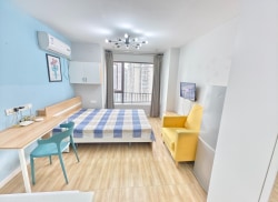 独栋·袋鼠公寓 杨家坪店 杨家坪步行街旁单间配套 0中介房租月付 落地窗大衣柜电脑桌 M 开间_保利时代广场租房