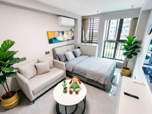 独栋·袋鼠公寓 南岸弹子石店 弹子石精装一室 大床大沙发落地窗奶油风 可月付0中芥QZ 开间