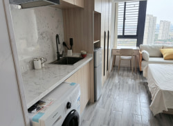 独栋·微音公寓 花桥店 三个月起租 绿地滨江汇 精致一居室阳光房 民用水电 免中介费 1室1厅_绿地未来中心租房