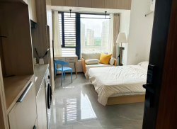 独栋·微音公寓 花桥店 三个月起租 绿地滨江汇  全明户型 精致阳光一居室 直租无中介费 民用电费 开间_绿地未来中心租房