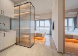 独栋·华府服务公寓 情侣北路中山大学店 华发直租 拎包入住 可免一个月租金 服务式公寓 近金山软件中山大学 城景双床房 1室1厅_蓝湾智岛二期租房