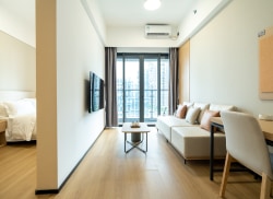 独栋·源悦里青年公寓酒店 东城世博广场店 东莞东城·培训住宿可选 24小时管家服务 全覆盖监控  近万达广场 安心筑梦 1室1厅_泰禾新天地租房