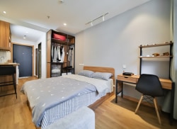 独栋·柚米寓 无锡三阳广场店 朝南！精装一室 民用水电 包含物业费网费 押一付一可做饭 1室1厅_中国平安大厦租房