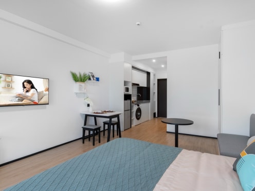 独栋·城家公寓 城家铱工场淀山湖人才公寓 湖景房！朝南大阳台全景采！全新配置出租！免费健身 ！无中介 ！ 1室1厅