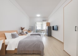 独栋·励业公寓 励业公寓烟台天津南路富士康店 免费停车，无中介 精装修一居室双床A 开间_励业公寓租房