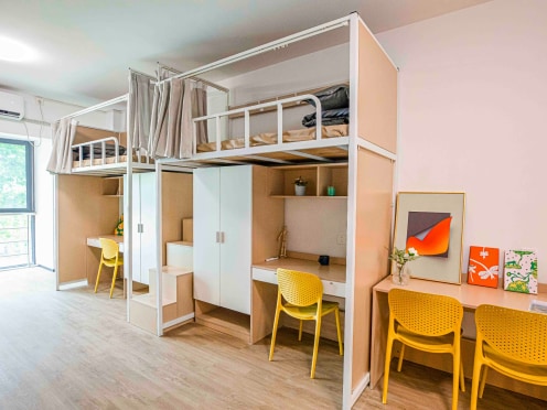 独栋·泊寓 阳山二期店 【企业可租】-  公寓配套丰富，南向温馨小屋，上床下桌+独立卫浴！ 开间